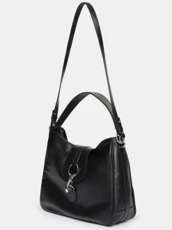 Women Source Unknown Clothing-Leather Hobo Bag, Black