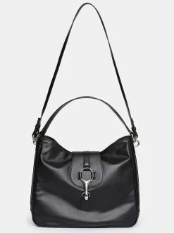 Women Source Unknown Clothing-Leather Hobo Bag, Black