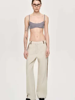 Women Source Unknown Clothing-Leather-Trimmed Pants, Canvas