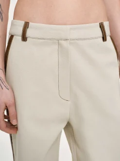 Women Source Unknown Clothing-Leather-Trimmed Pants, Canvas