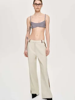 Women Source Unknown Bottoms-Leather-Trimmed Pants, Canvas