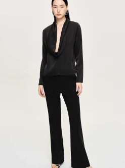 Women Source Unknown Clothing-Leiva Cowl-Back Blouse, Black