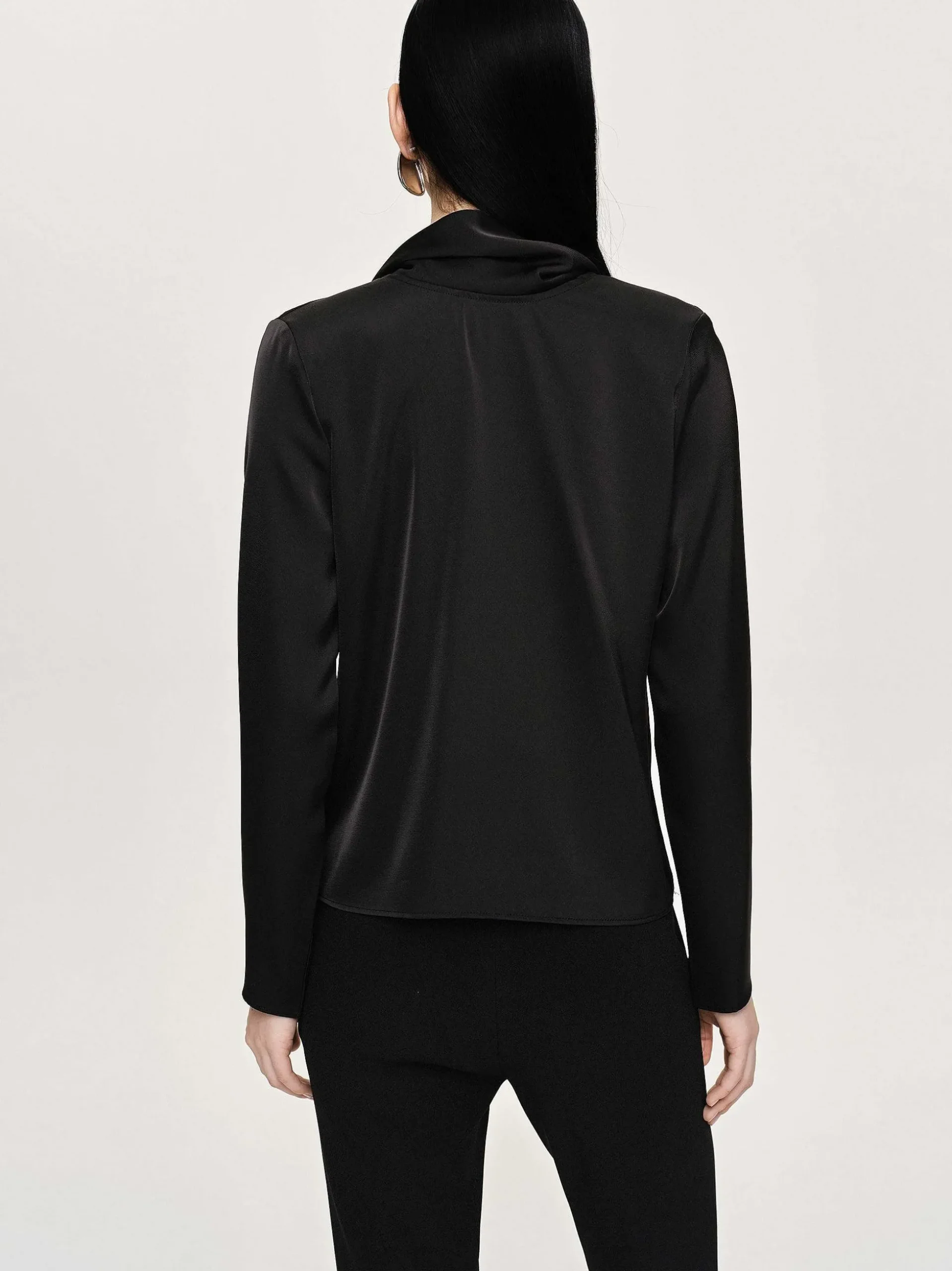 Women Source Unknown Tops-Leiva Cowl-Back Blouse, Black