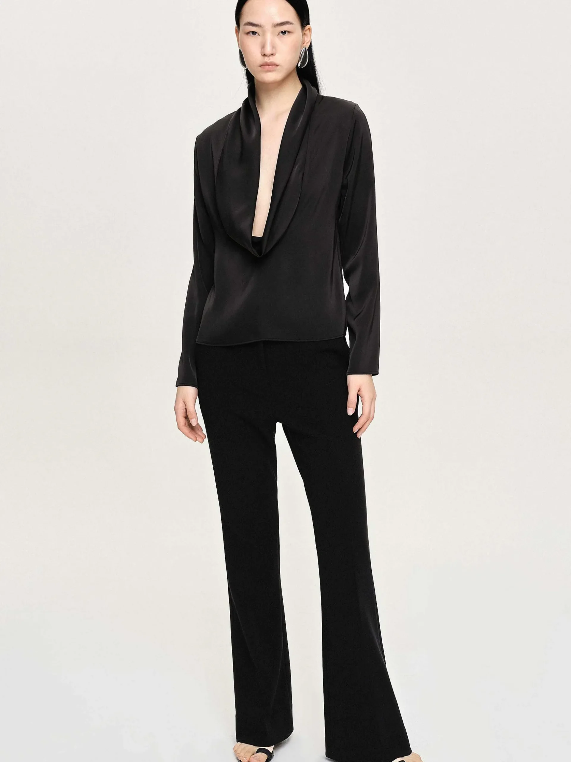 Women Source Unknown Tops-Leiva Cowl-Back Blouse, Black