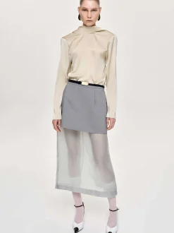 Women Source Unknown Clothing-Leiva Cowl-Back Blouse, Parchment