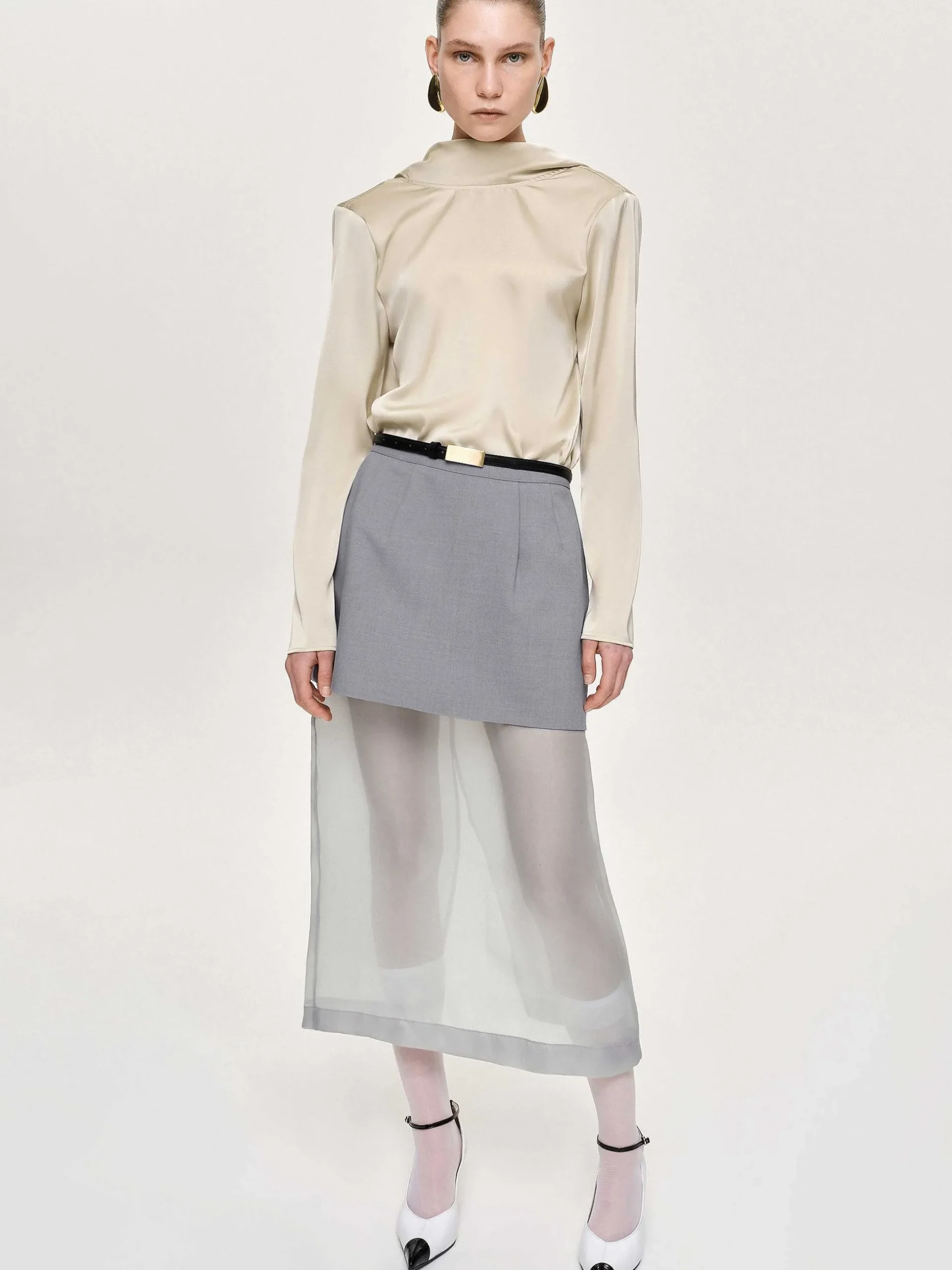 Women Source Unknown Clothing-Leiva Cowl-Back Blouse, Parchment