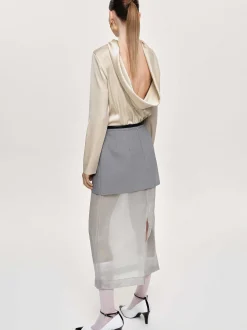 Women Source Unknown Clothing-Leiva Cowl-Back Blouse, Parchment