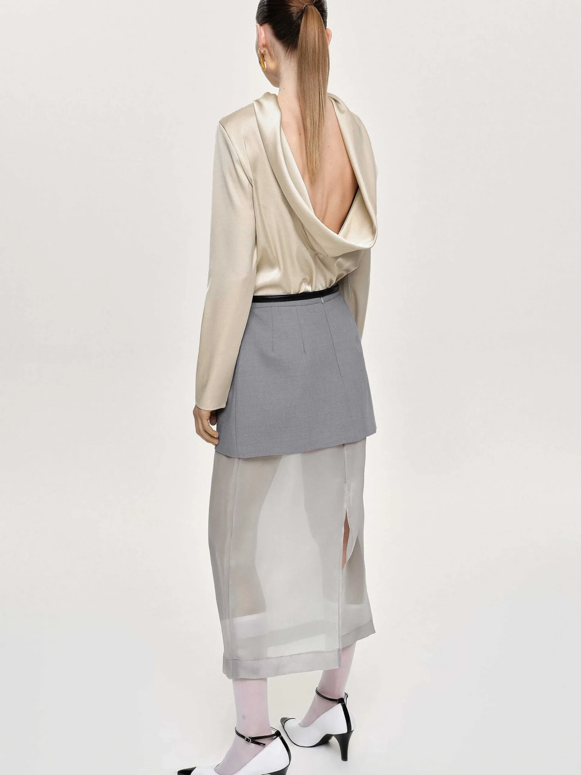 Women Source Unknown Clothing-Leiva Cowl-Back Blouse, Parchment