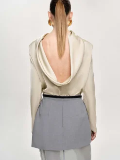 Women Source Unknown Clothing-Leiva Cowl-Back Blouse, Parchment