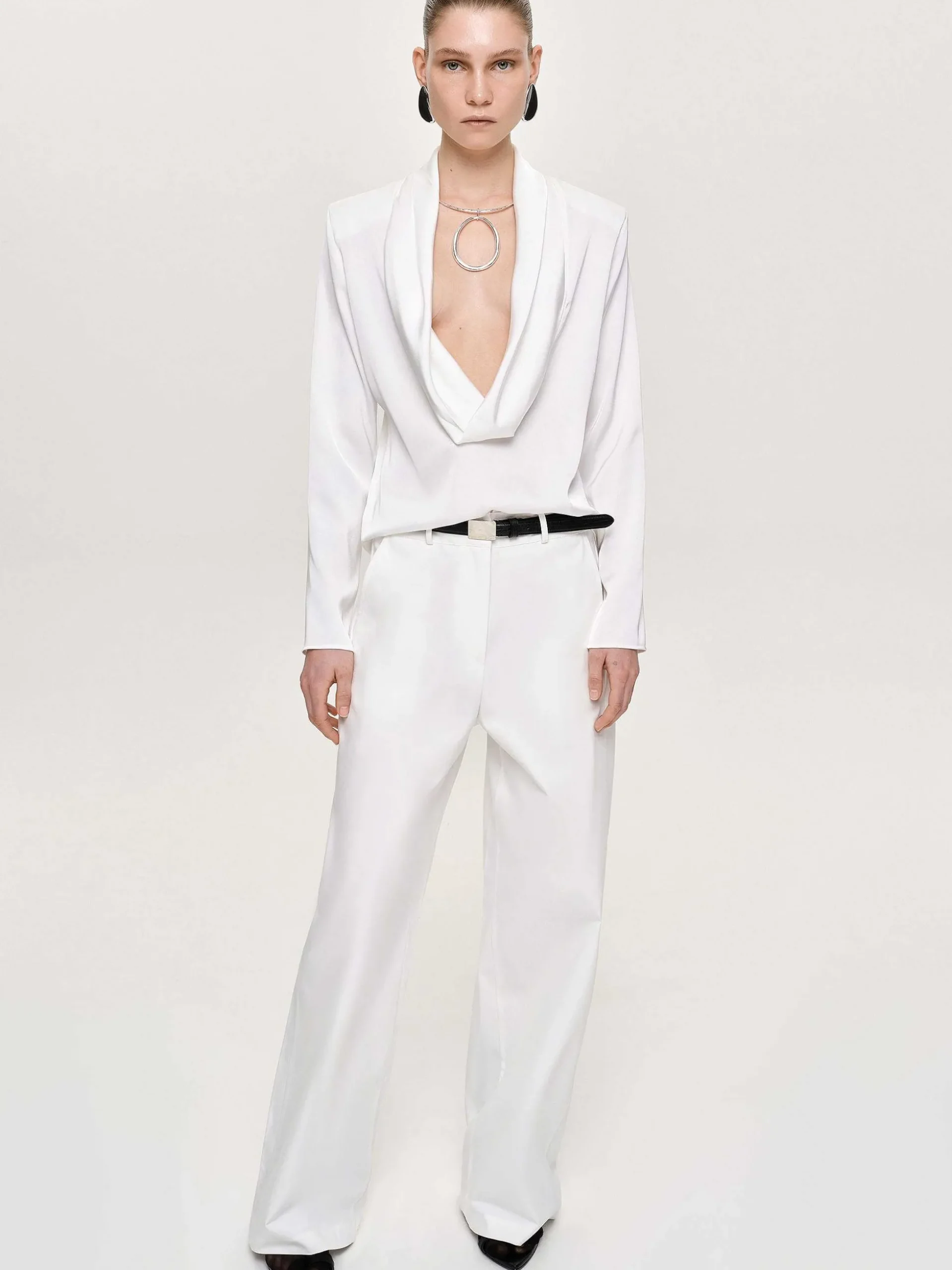 Women Source Unknown Clothing-Leiva Cowl-Back Blouse, White