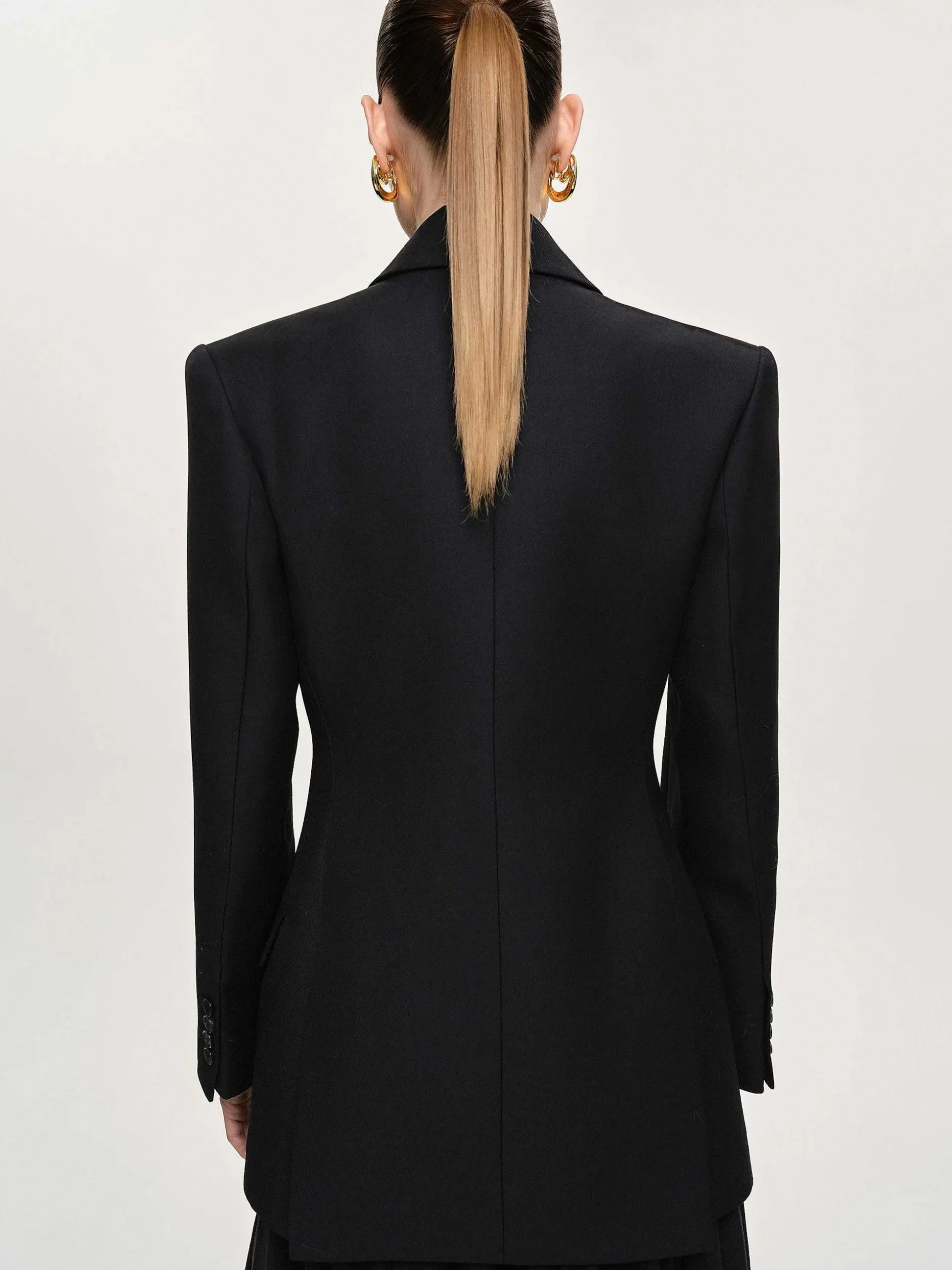 Women Source Unknown Outerwear-Leonara Double Breasted Cinch Blazer, Black