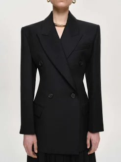 Women Source Unknown Clothing-Leonara Double Breasted Cinch Blazer, Black
