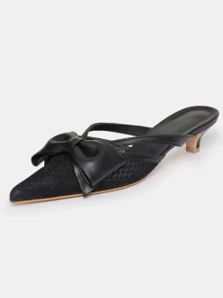 Women Source Unknown Shoes & Bags-Lisa Mesh Bow Mules, Black