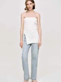 Women Source Unknown Knitwear-Long Split Rib Knit, White