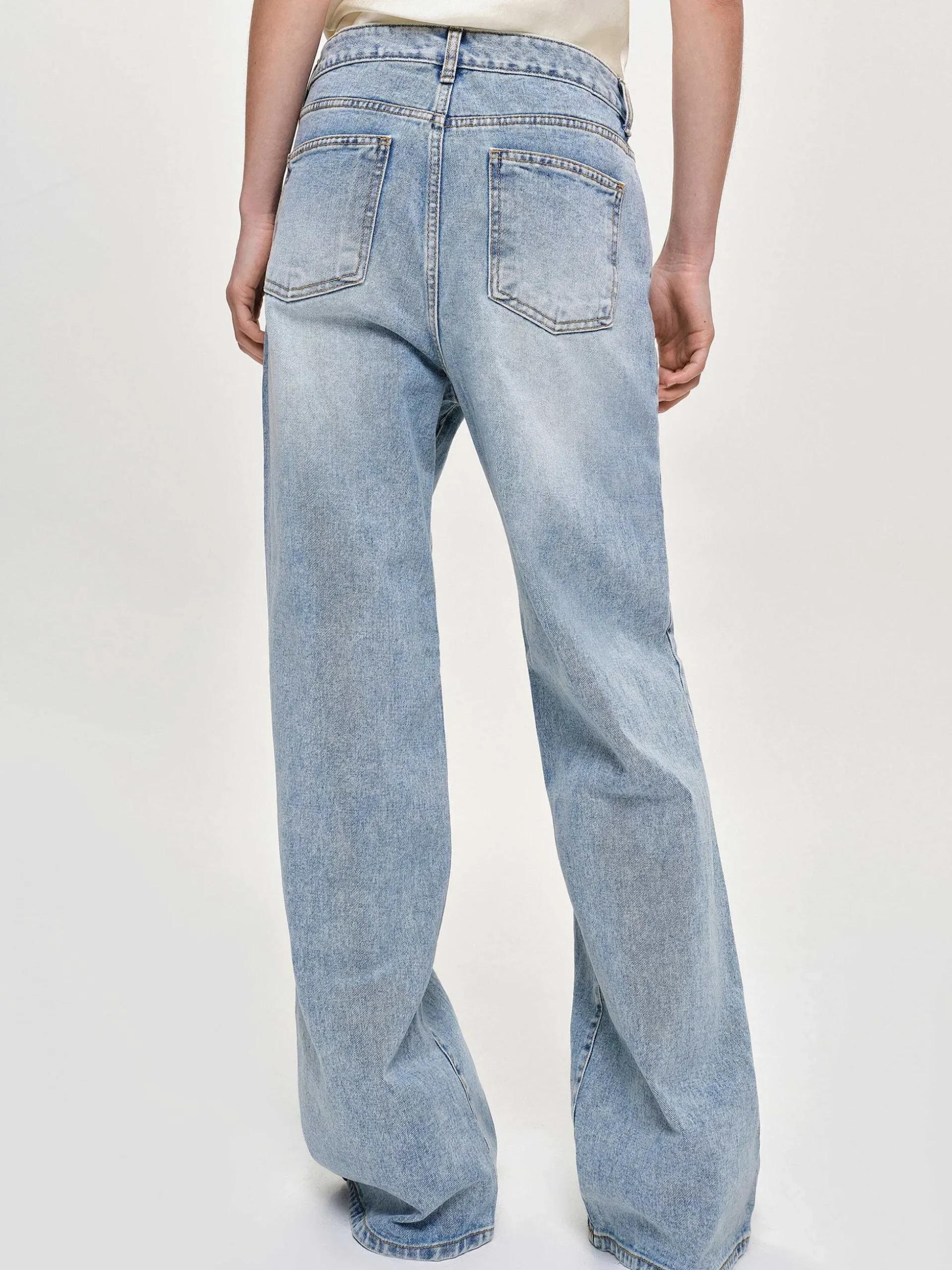 Women Source Unknown Denim-Long Straight-Leg Jeans, Light Vintage Blue