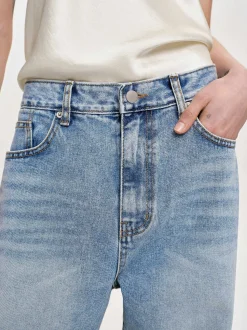 Women Source Unknown Denim-Long Straight-Leg Jeans, Light Vintage Blue