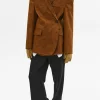 Women Source Unknown Accessories-Lui Faux Leather Blazer, Rust Brown
