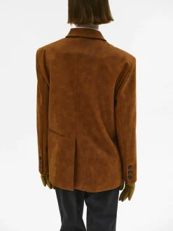 Women Source Unknown Accessories-Lui Faux Leather Blazer, Rust Brown