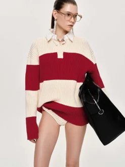 Women Source Unknown Accessories-Matias Oversized Knit Polo, Red