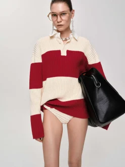 Women Source Unknown Accessories-Matias Oversized Knit Polo, Red