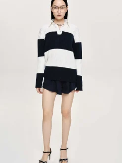 Women Source Unknown Accessories-Matias Oversized Knit Polo, Navy