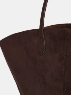 Women Source Unknown Clothing-Medium Suede Tote, Toffee
