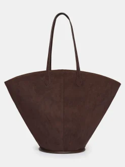 Women Source Unknown Clothing-Medium Suede Tote, Toffee