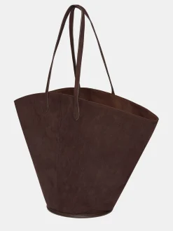 Women Source Unknown Clothing-Medium Suede Tote, Toffee