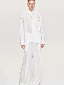 Women Source Unknown Tops-Mesash Twisted Scarf Blouse, White