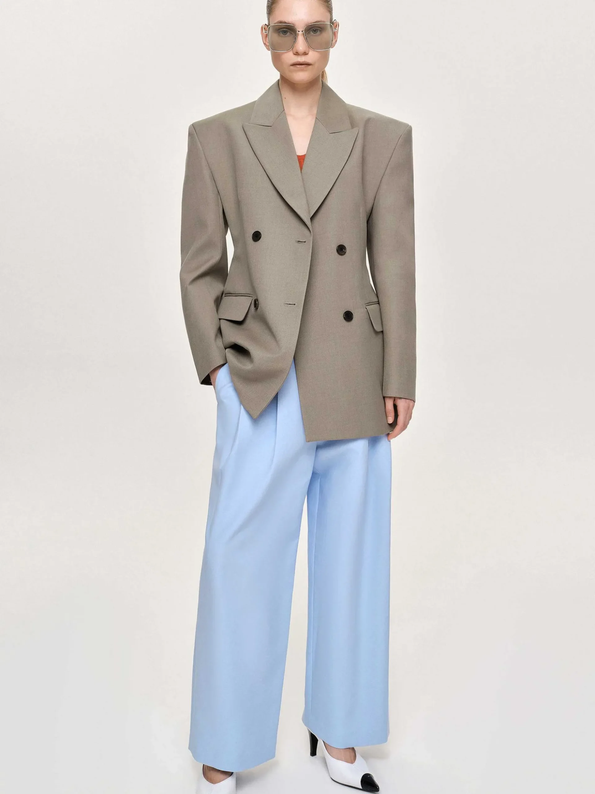 Women Source Unknown Clothing-Messi Double Breasted Blazer, Dune