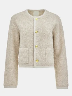 Women Source Unknown Clothing-Mogador Shearing Wool Cardigan, Beige Melange