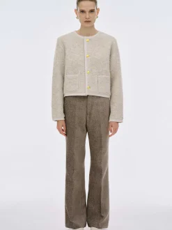 Women Source Unknown Clothing-Mogador Shearing Wool Cardigan, Beige Melange