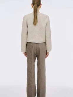 Women Source Unknown Clothing-Mogador Shearing Wool Cardigan, Beige Melange