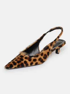 Women Source Unknown Shoes & Bags-Nalita Cow-Hair Slingback Pumps, Leo Brown