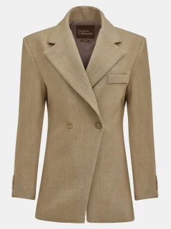 Women Source Unknown Outerwear-Nangy Double Breasted Cinched Blazer,