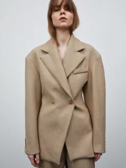 Women Source Unknown Outerwear-Nangy Double Breasted Cinched Blazer,