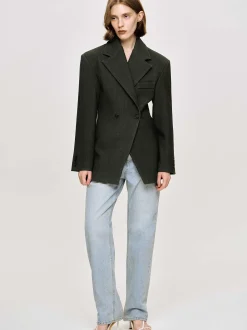Women Source Unknown Outerwear-Nangy Double Breasted Cinched Blazer,