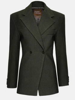 Women Source Unknown Outerwear-Nangy Double Breasted Cinched Blazer,
