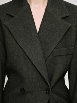 Women Source Unknown Outerwear-Nangy Double Breasted Cinched Blazer,