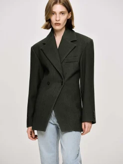 Women Source Unknown Clothing-Nangy Double Breasted Cinched Blazer,