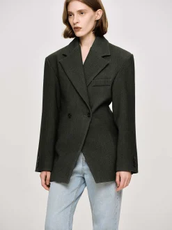 Women Source Unknown Clothing-Nangy Double Breasted Cinched Blazer,