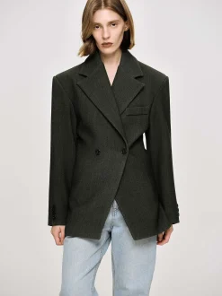 Women Source Unknown Clothing-Nangy Double Breasted Cinched Blazer,