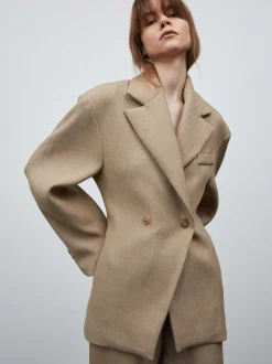 Women Source Unknown Clothing-Nangy Double Breasted Cinched Blazer,