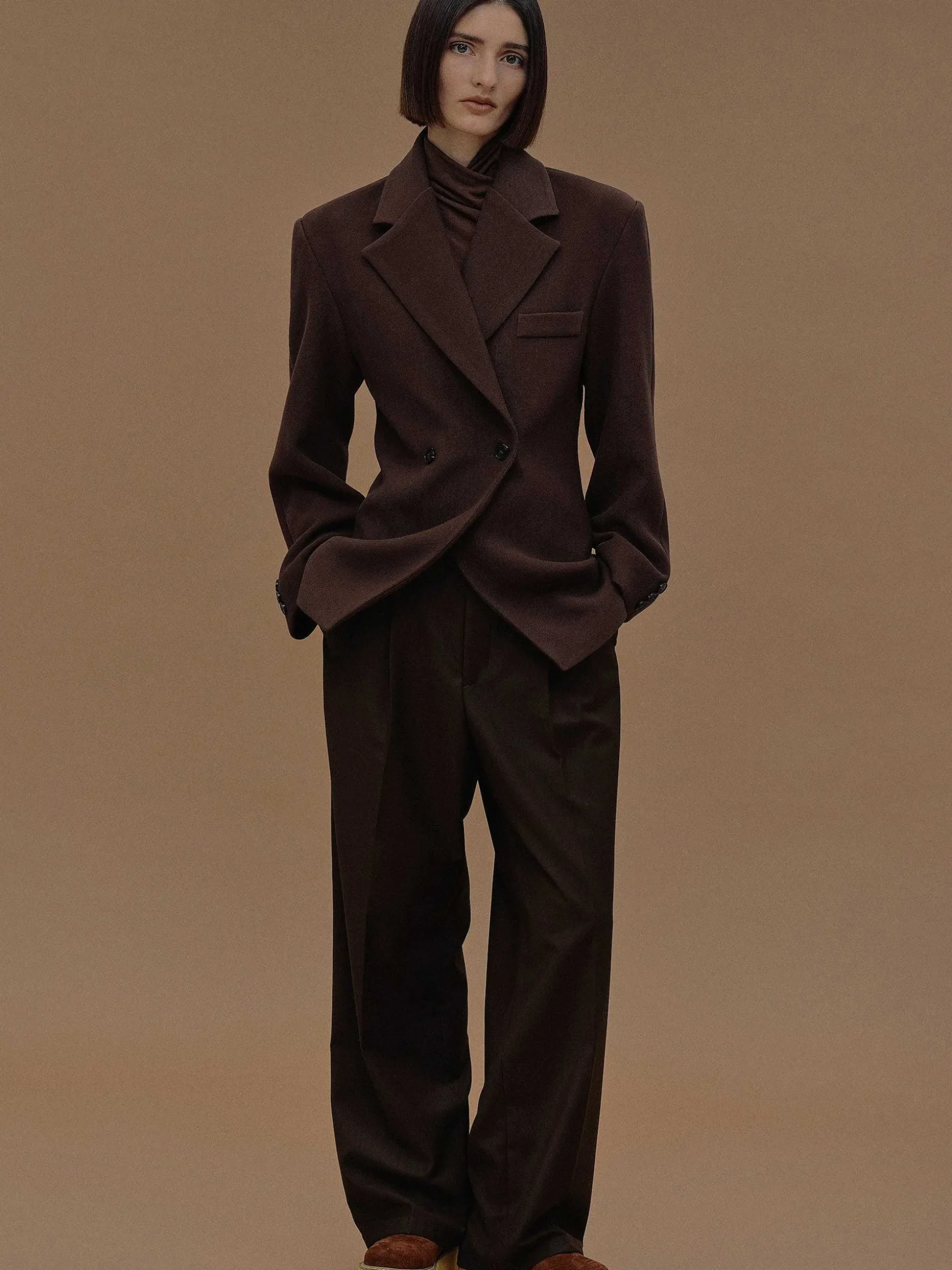 Women Source Unknown Clothing-Nangy Double Breasted Cinched Blazer,