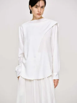Women Source Unknown Clothing-Notte Draped Scarf Blouse, White