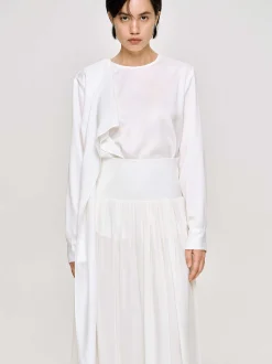 Women Source Unknown Clothing-Notte Draped Scarf Blouse, White