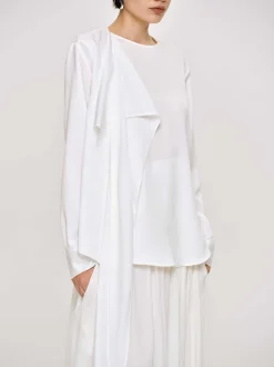 Women Source Unknown Clothing-Notte Draped Scarf Blouse, White