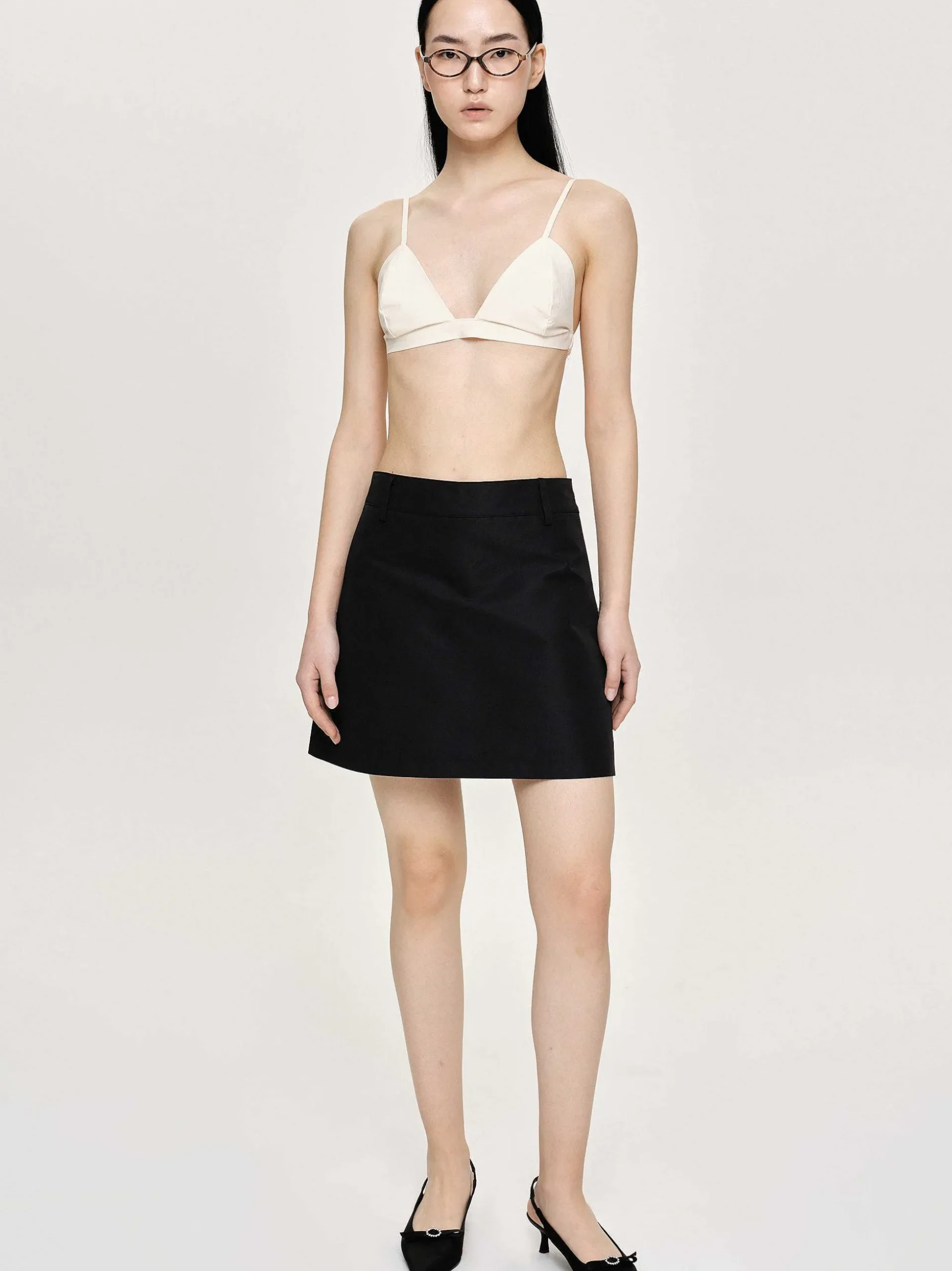 Women Source Unknown Bottoms-Nylon Suit Miniskirt, Black