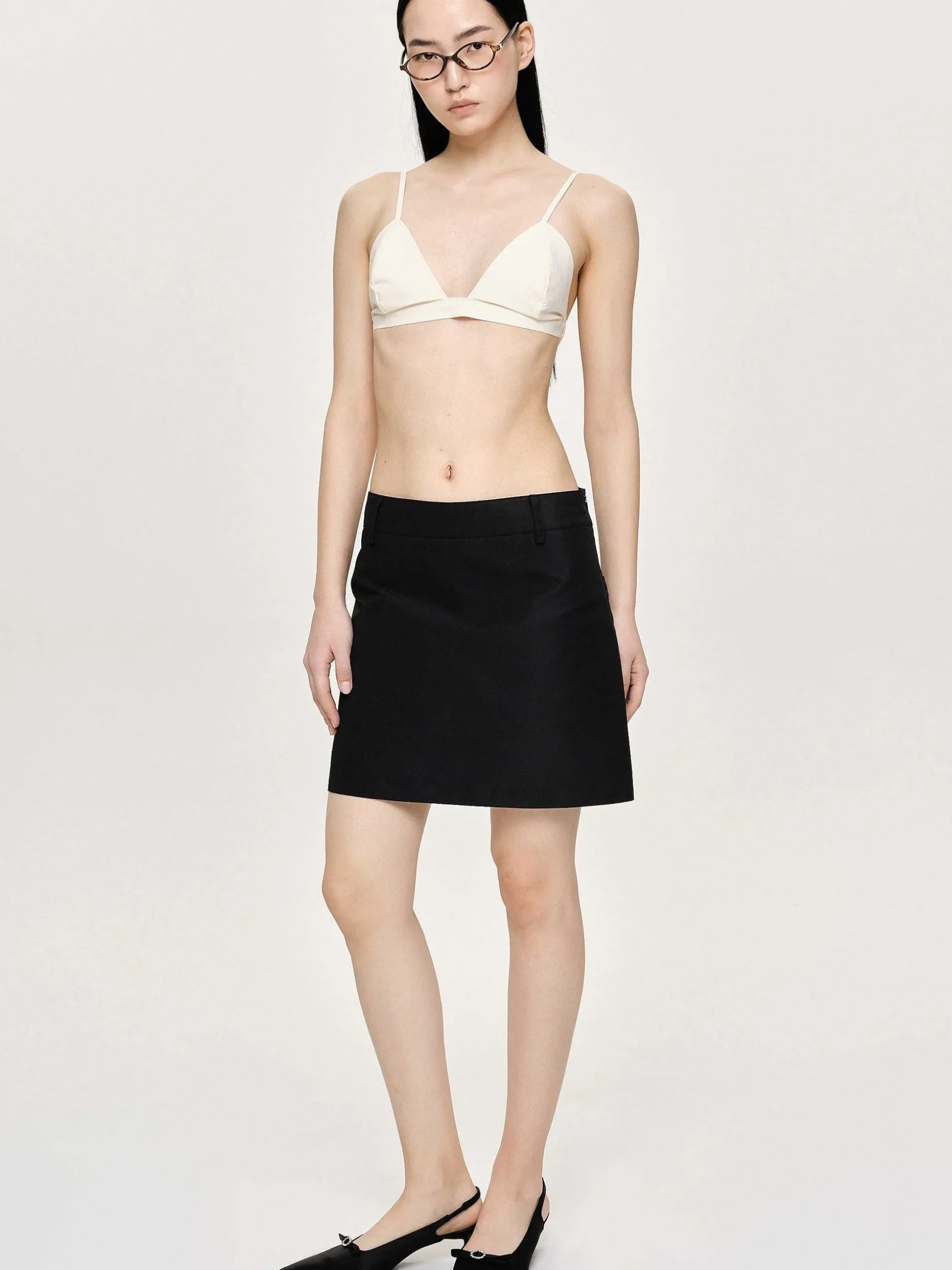 Women Source Unknown Clothing-Nylon Suit Miniskirt, Black