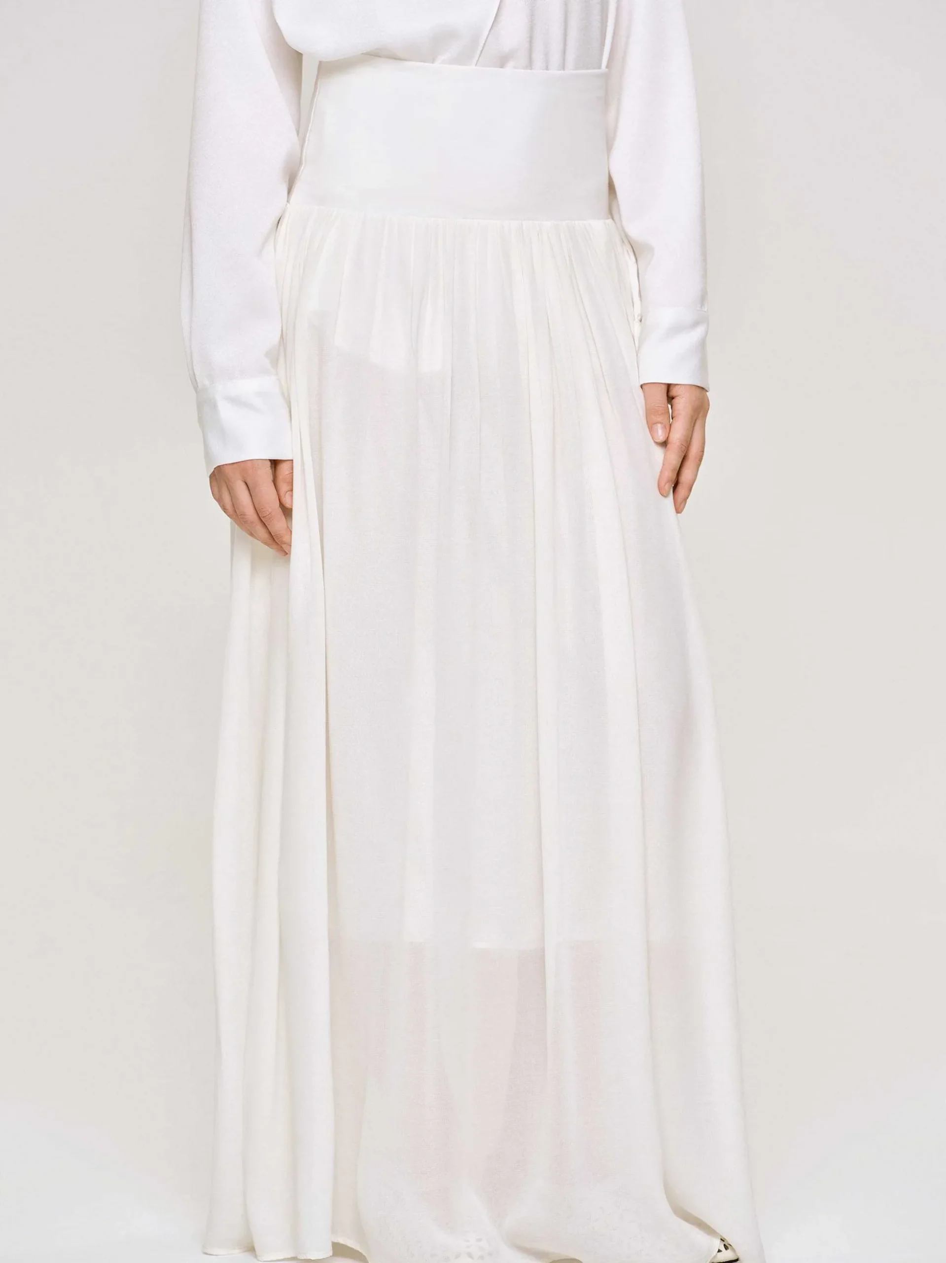 Women Source Unknown Bottoms-Ocelia Drop Waist Maxi Skirt, White